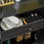 Buffet de cuisine moderne avec 2 tiroirs et étagères réglables, Meuble de rangement pour salon