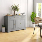 Buffet de cuisine moderne avec 2 tiroirs et étagères réglables, Meuble de rangement pour salon