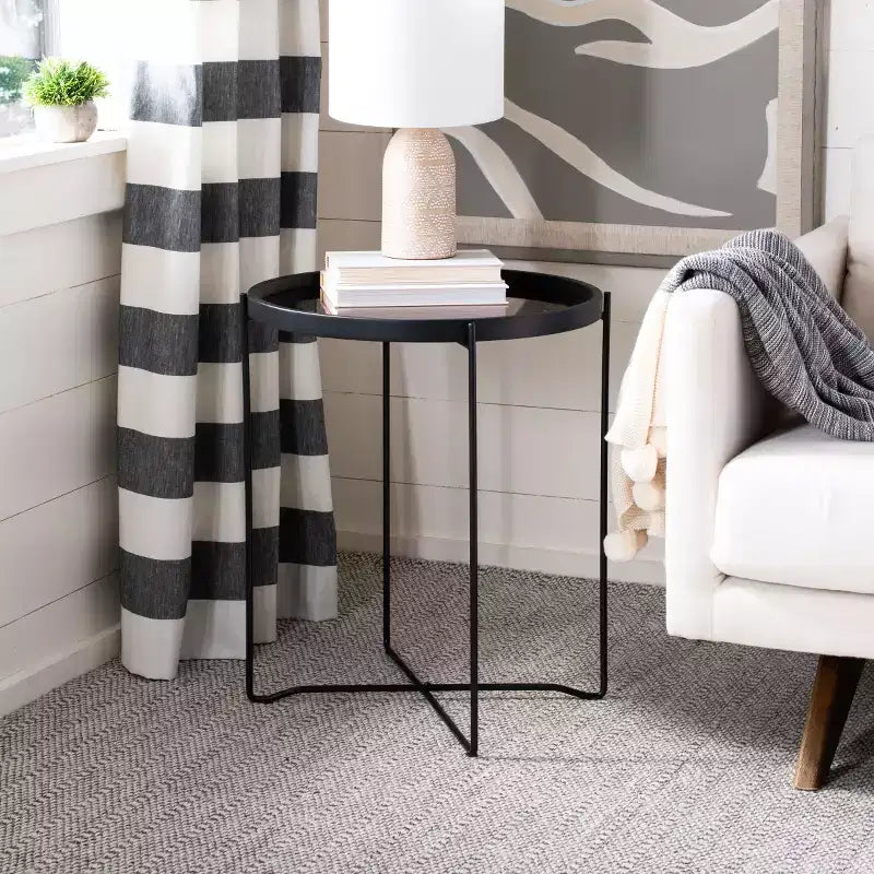 Petite table d'appoint ronde avec plateau - Or rose/Noir